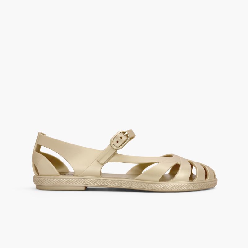 Strandsandalen Damen Mary-Jane-Stil Paris metallisch