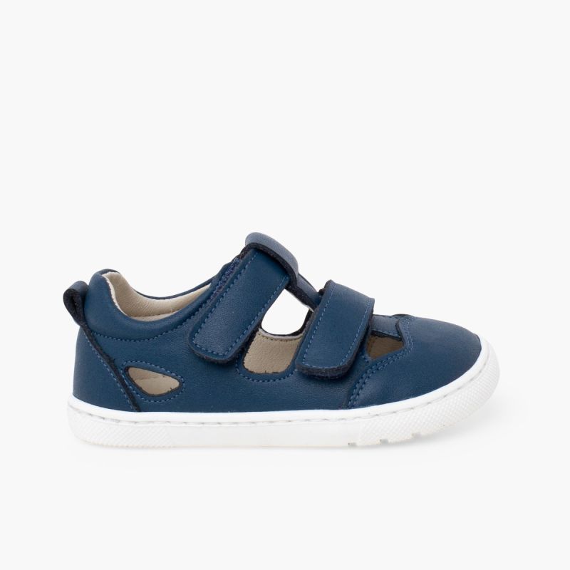Barefoot-Sandalen Doppelverschluss Nappaleder Jungen