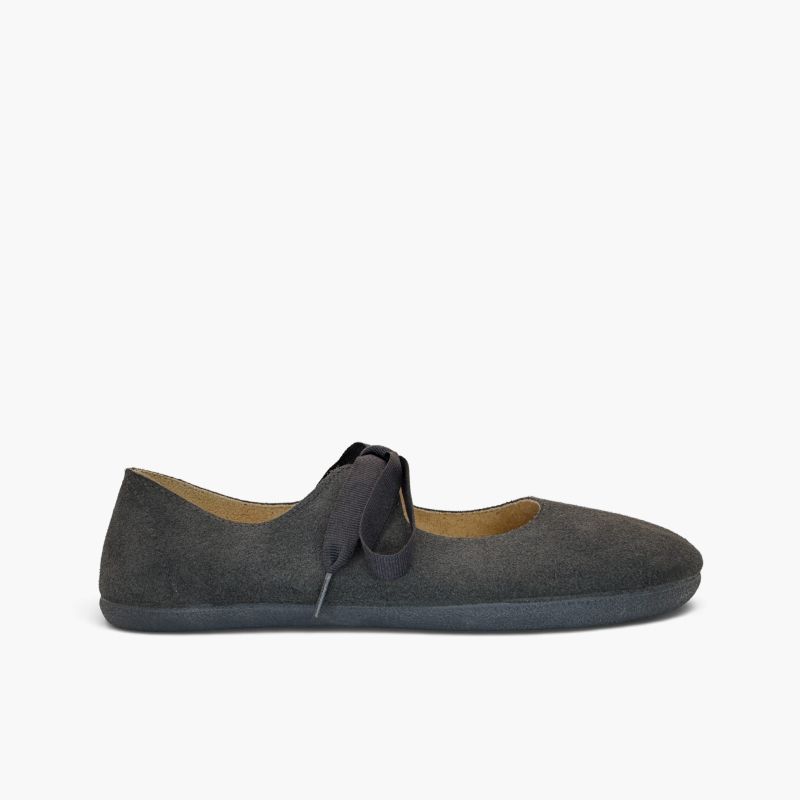 Barefoot-Mary-Janes Veloursleder Damen Ripsband-Schleife