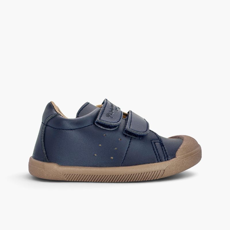 Barefoot-Sneaker Lederoptik Kontrastsohle