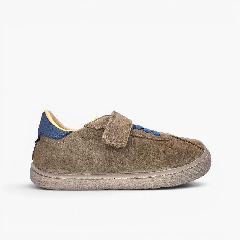 Barefoot-Sneaker Velours-Spaltlederoptik Kombiverschluss
