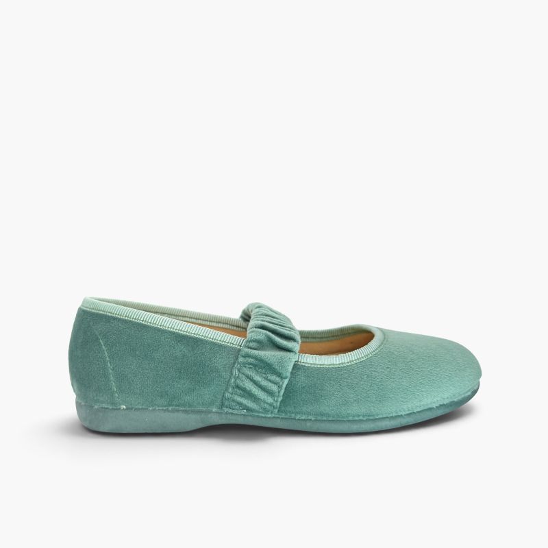 Samt-Riemchenschuhe gerafftem Riemen