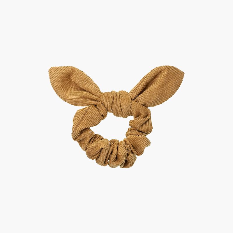 Scrunchie Haargummi aus Mikrokord mit Glitzer und Schleife