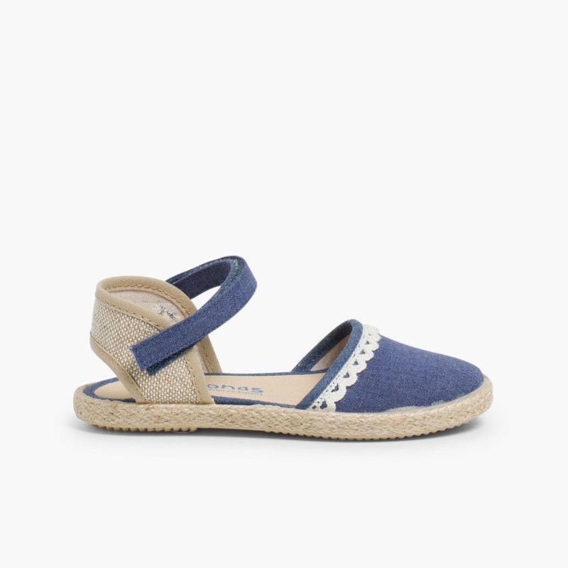 Espadrilles für Mädchen aus Canvas und Leinenspitze