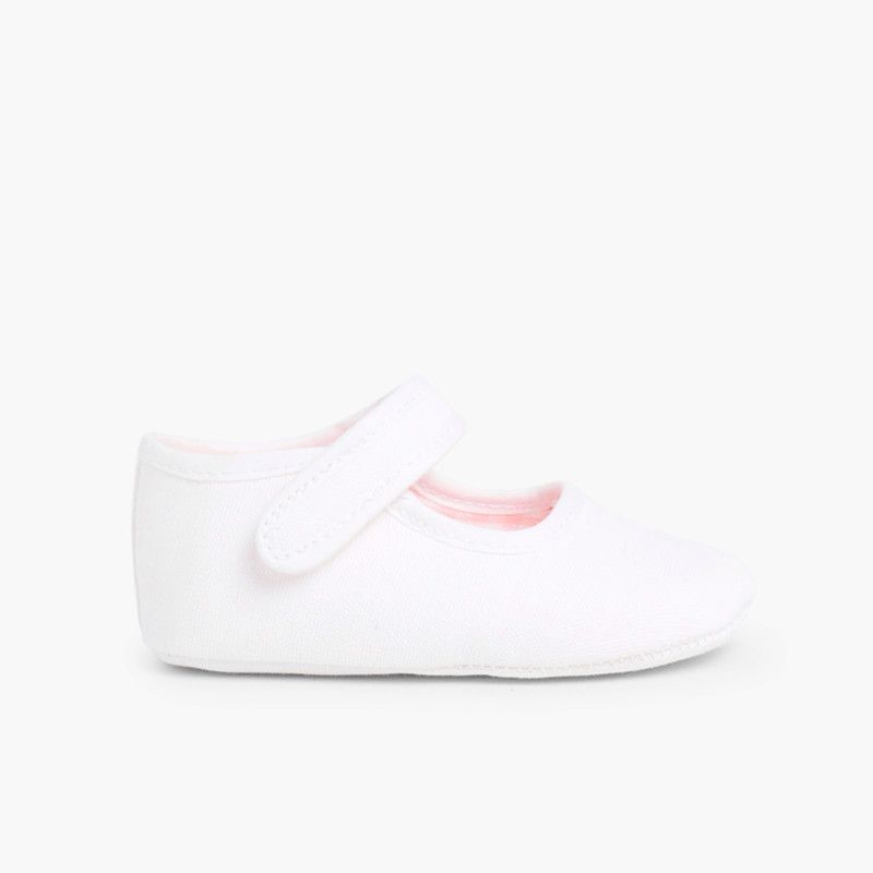 Baby Schuhe mit Riemchen aus Stoff mit Klettverschluss