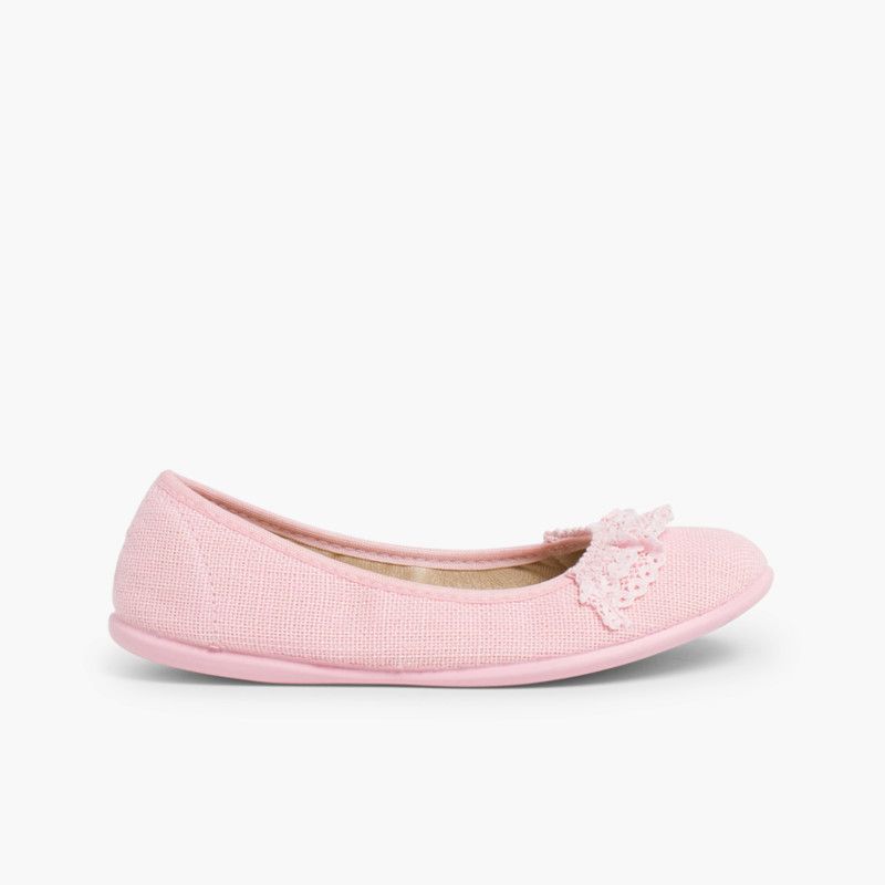 Ballerina aus Leinen mit Spitze