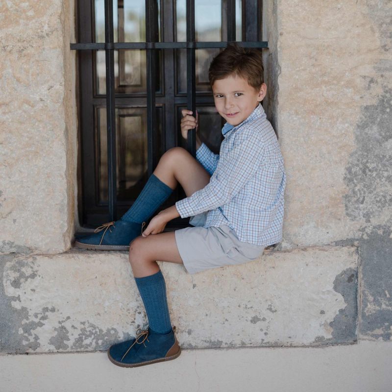 Jungen Barfußstiefel Schnürsenkel Lederferse