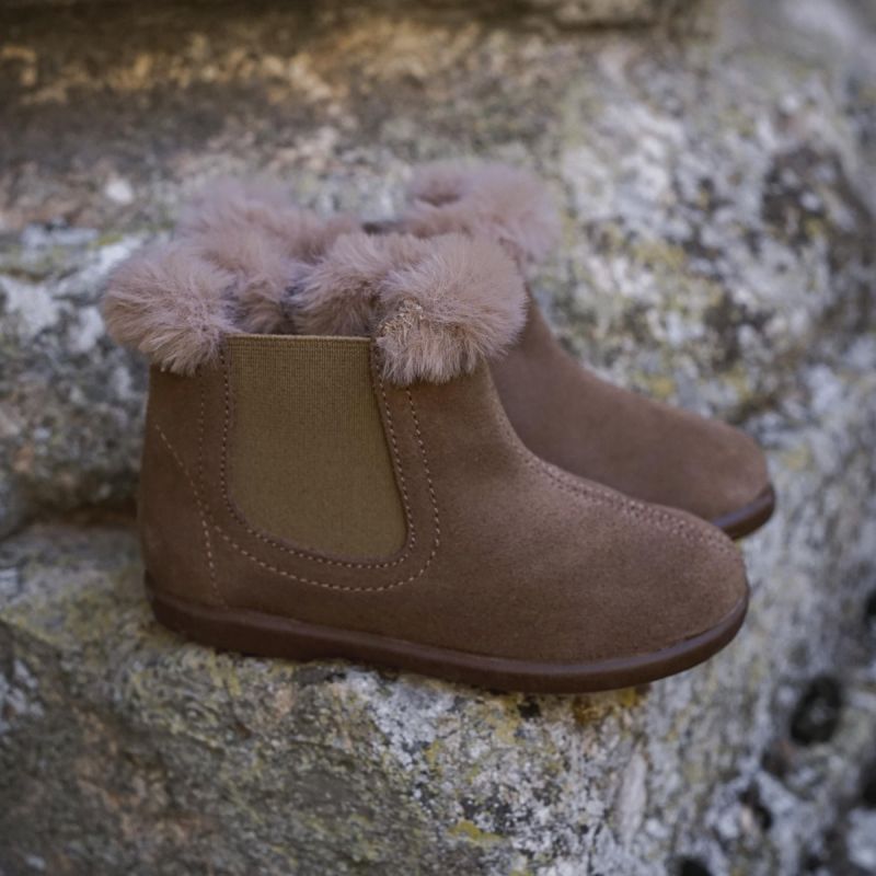 Chelsea-Stiefeletten für Mädchen mit Fellkragen