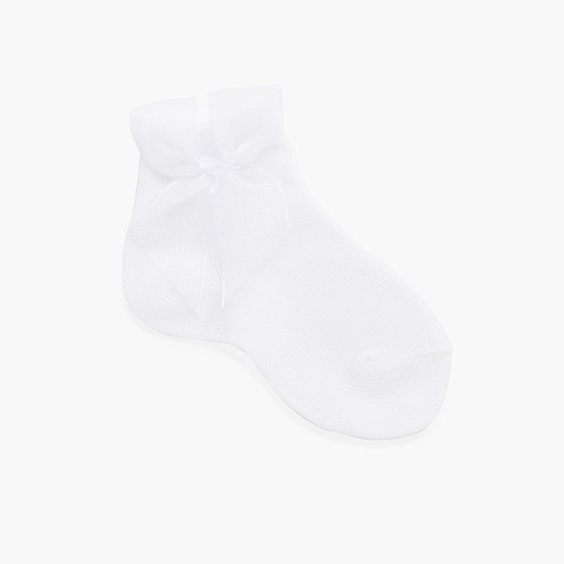Kurze Socken aus Organza mit Schleife und ohne Muster