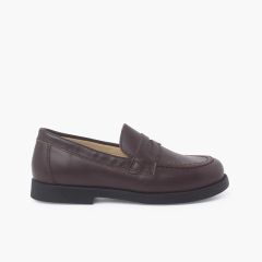 Schulschuhe für Jungen, Mokassins-Stil Braun
