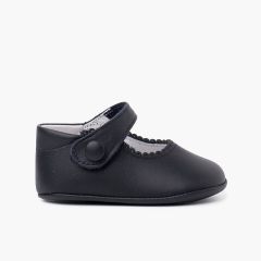 Babyschuhe aus Leder mit Klettverschlüssen Marineblau