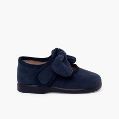 Schuhe mit Riemchen Bamara mit Klettverschluss Schleife Engelsstil Marineblau