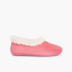 Bamara Hausschuhe mit Schafsfellimitat-Futter Rosa