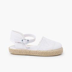 Durchbrochene Espadrilles für Mädchen mit Schnalle Weiß