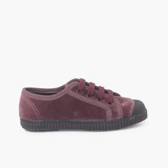 Samt-Sneaker mit Schnürsenkeln für Kinder Rosa