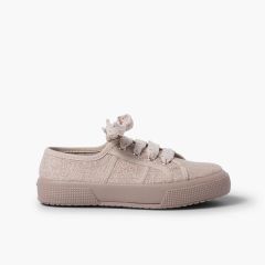 Sportschuhe aus Leinen mit Glanz für Damen und Mädchen Rosa