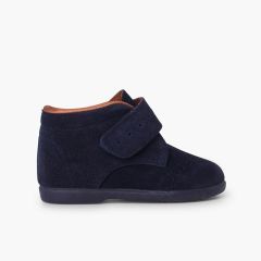 Baby Stiefeletten mit Perforierungen und Haftbandverschluss Marineblau
