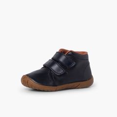 Lederschuhe für Jungen mit doppeltem Verschluss und verstärkter Spitze Marineblau