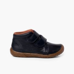 Lederschuhe für Jungen mit doppeltem Verschluss und verstärkter Spitze Marineblau
