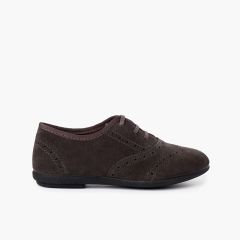 Blucher Schuhe für Mädchen und Damen aus Veloursleder Grau