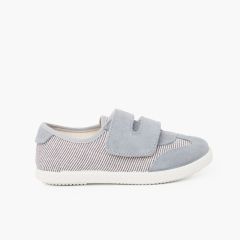 Sportschuhe mit Streifen und Wildleder mit doppelseitigem Haftverschluss Graublau