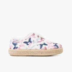 Sportschuhe mit Schmetterlingsmotiven und elastischem Zungenverschluss ohne Schnürsenkel Multicolor