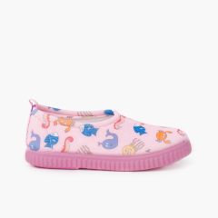 Geschlossene Sneaker im Neopren-Stil mit Print Rosa