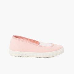 Sportschuhe aus ökologischer Canvas mit elastischem Mittelband Rosa