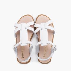 Ledersandalen für Mädchen mit Riemen und Schnallenverschluss Weiß