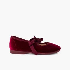 Mary Janes aus Samt mit Faya-Schleife für Mädchen Bordeaux