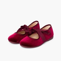 Mary Janes aus Samt mit Faya-Schleife für Mädchen Bordeaux