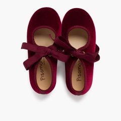 Mary Janes aus Samt mit Faya-Schleife für Mädchen Bordeaux