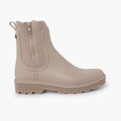 Stiefeletten für Mädchen und Frauen mit seitlichem Reißverschluss Beige