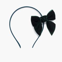 Feine Diadem mit Samtschleife Flaschengrün