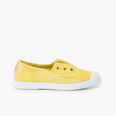 Leinenschuhe mit verblasstem Effekt, ohne Schnürsenkel Bananengelb