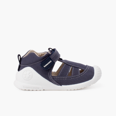 Sportliche Sandalen mit Haftbandverschluss und Gummispitze Marineblau