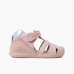 Biogateo Blumensandalen mit festem Verschluss für Mädchen Rosa
