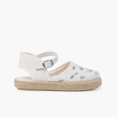 Espadrilles für Mädchen mit Schnalle und Printdesigns Graue Blätter
