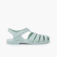 Klassische matte Biarritz-Strandsandale für Damen Minzgrün
