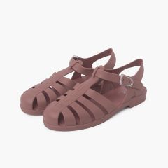 Klassische matte Biarritz-Strandsandale für Damen Rosa
