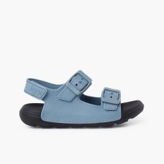 Sandalen mit Doppelriemen EVA-Sohle und Klettverschluss Blau