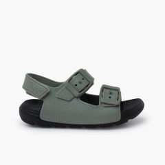 Sandalen mit Doppelriemen EVA-Sohle und Klettverschluss Grün