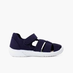 Kindersandalen aus Nobutex mit verstärkter Spitze Marineblau