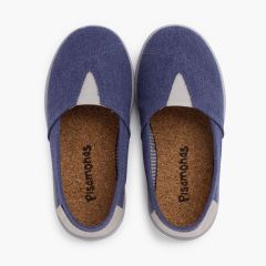Sneakers aus Leinen mit elastischem Einsatz und Fersendetail Jeansblau