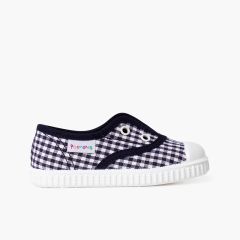 Sneakers im Karomuster ohne Schnürsenkel Marineblau