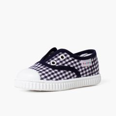 Sneakers im Karomuster ohne Schnürsenkel Marineblau