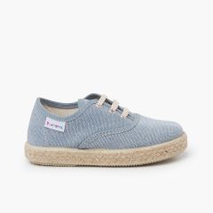 Leinenschuhe mit Schnürsenkeln und Espadrille-Sohle Ozean