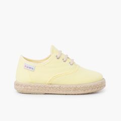 Leinenschuhe mit Schnürsenkeln und Espadrille-Sohle Zitrone