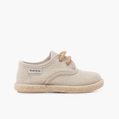Leinenschnürschuhe mit Jutesohle Beige