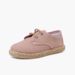 Leinenschnürschuhe mit Jutesohle Altrosa